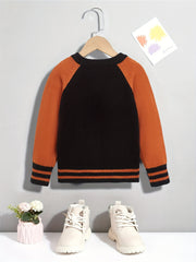 Boys Casual Block Cardigan Sweater Long Sleeve Tops