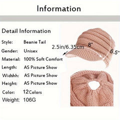 Winter Baseball Cap Ponytail Knit Hat For Women