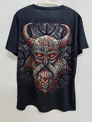 Men's Warrior Pattern Sports T-shirt Round Neck Tee for Summer