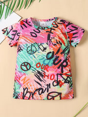 Girl's Letter Print Casual T shirt Dress