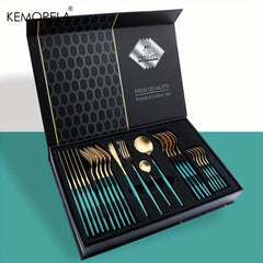 24pcs Western Steak Flatware Set - Knives Forks Spoons - High end Tableware