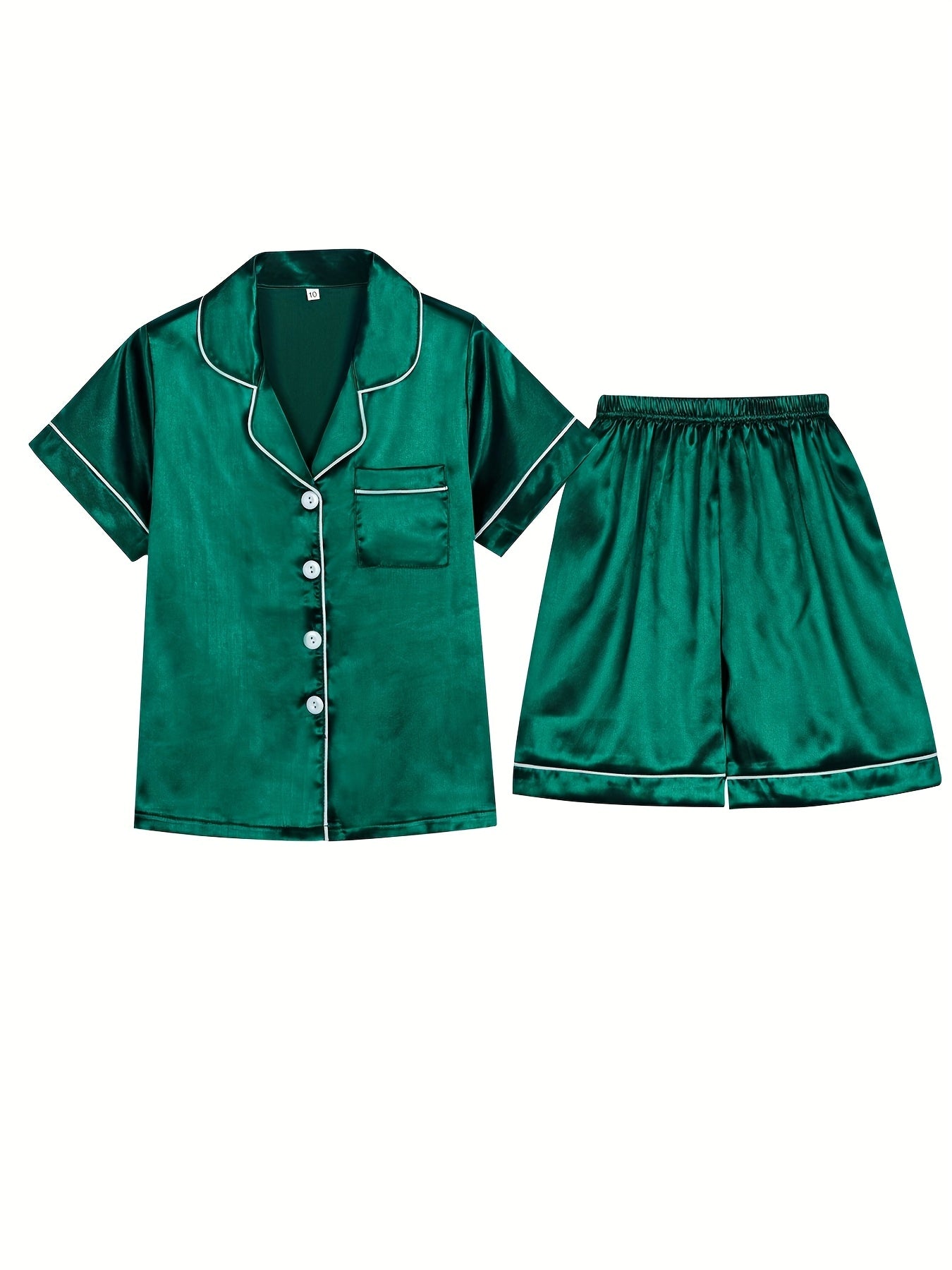 Boys Green Pajama Top & Shorts Set