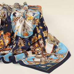 Boho Tribal Print Bandana Vintage Cartoon Satin Shawl Silk Square Scarf