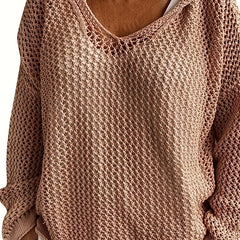 Casual Sweater Women's Plus Solid Hollow Out Long Sleeve Hoodie Jumper