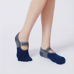 Women's 5-Toe Yoga Socks Non Slip Cross Strap Sports Socks