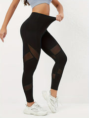 High Waist Mesh Yoga Pants w/ Pockets Tummy Control Leggings