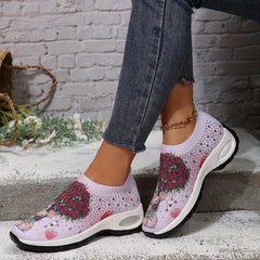 Bear & Floral Pattern Non slip Running Shoes Mesh Breathable Comfortable