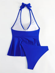 Halter Neck Tankini Set Skirted Swimsuit Women's Swimwear