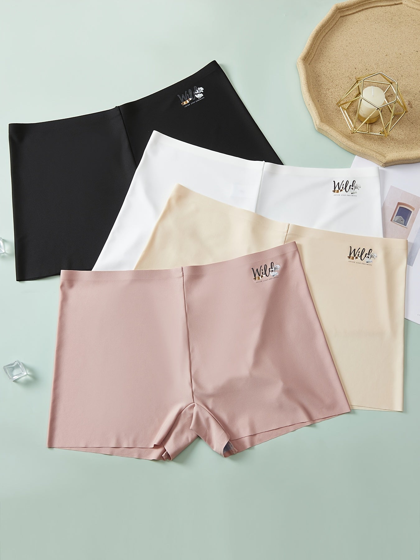 4 Pack Plus Size Seamless High Rise Panties Women's Plus Medium Stretch