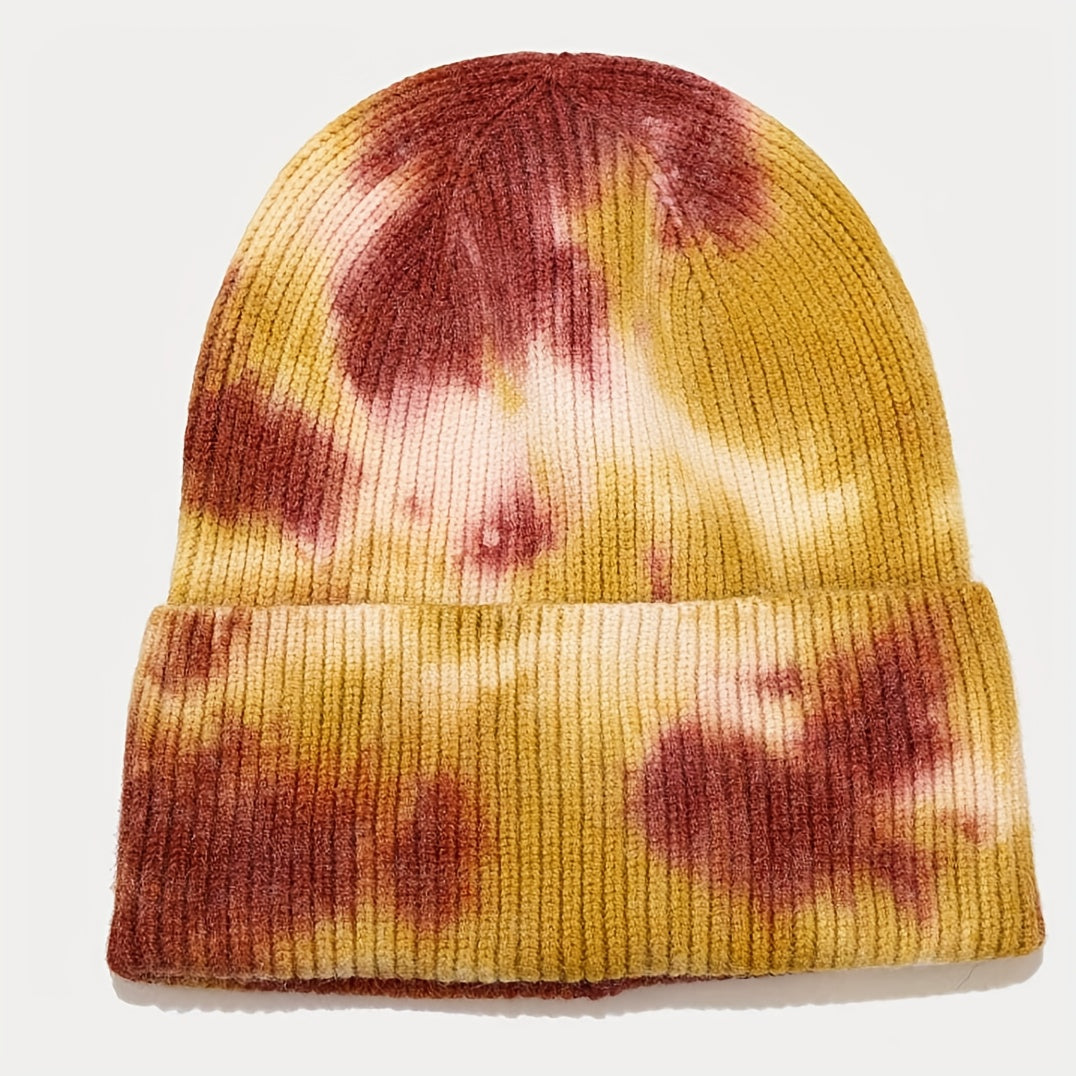 Tie Dye Windproof Knitted Hat for Outdoor Activities