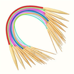18pcs Bamboo Knitting Needles Set 2mm-10mm Wooden Needles Colorful Plastic Tube