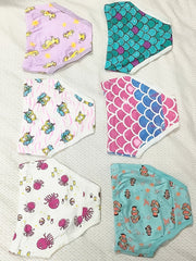 6pcs Girls Cotton Briefs Cartoon Print Boyshort Panties
