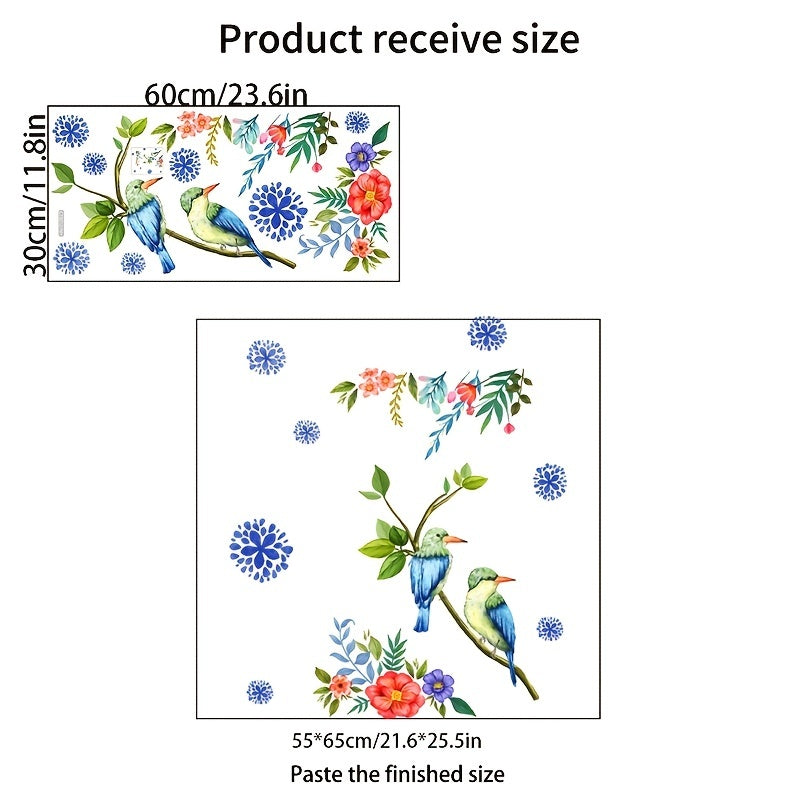 Reusable Double sided Visual Glass Window Sticker Birds Flowers Wall Sticker