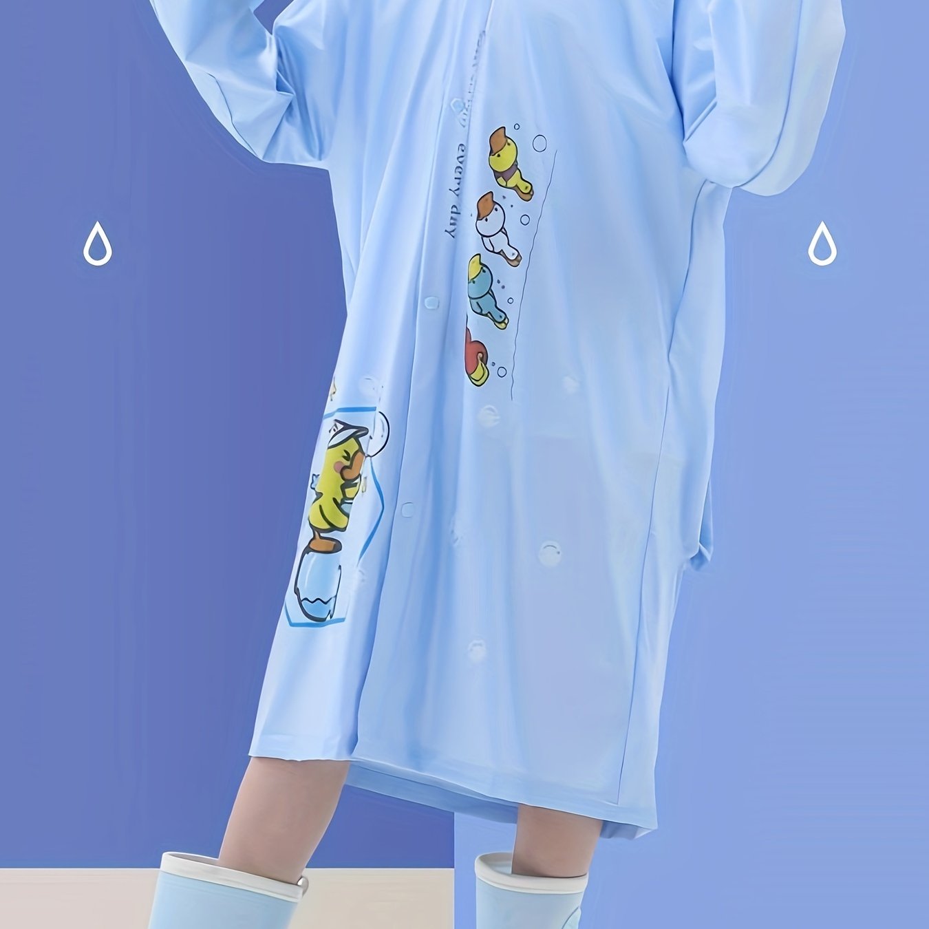 Duck Graphic Raincoat Reflective Hoodie for Kids