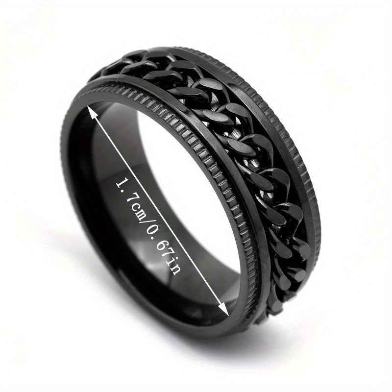 Men's Stainless Steel Rotatable Chain Ring