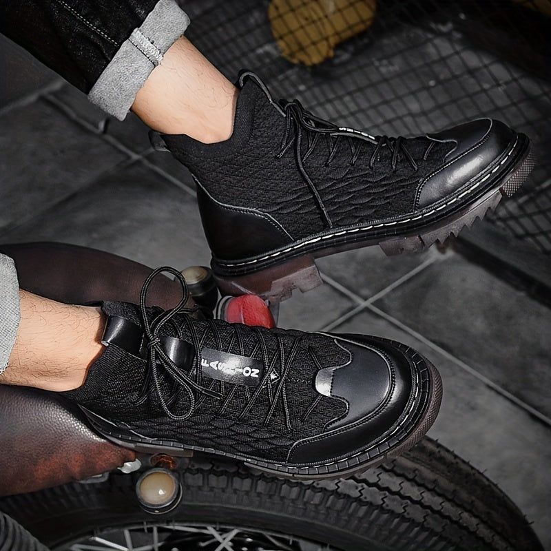 Men's Lace Up Chelsea Boots High Top Anti-skid Shoes