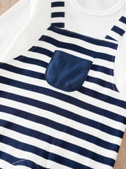 Baby Boys Navy Striped Long Sleeve Bodysuit