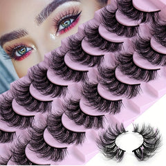 10 Pairs 3D Faux Mink Lashes for Dramatic Makeup Look