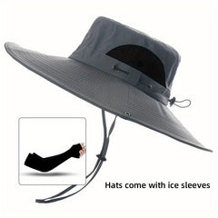 Men's Fishing Hat with Breathable Net for Summer Fishing + Bonus Ice Sleeve