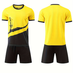 Kids Soccer Jersey & Shorts Set, Quick Dry, Stretchy, Moisture Wicking