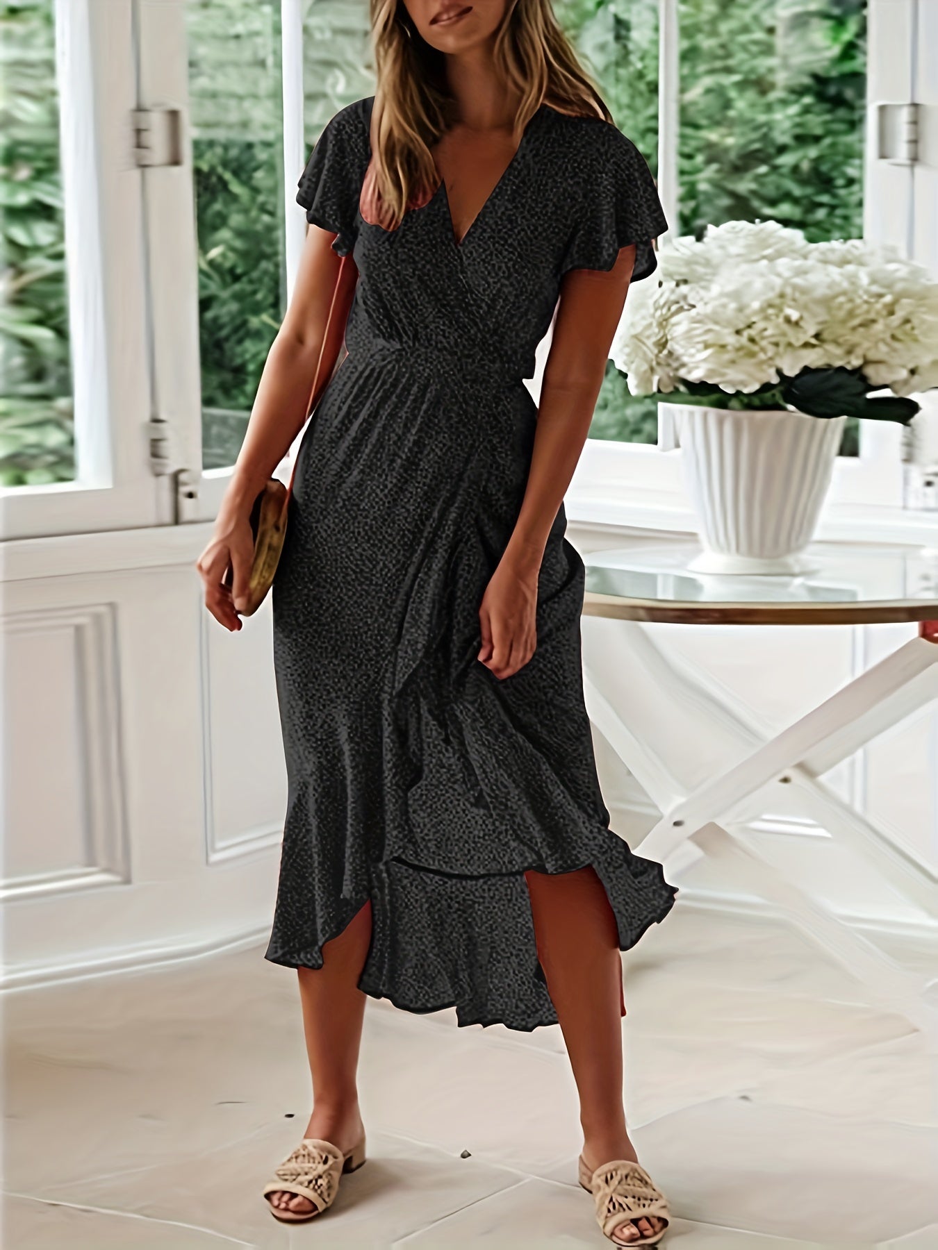Boho Floral Wrap Maxi Dress Split Beach Party