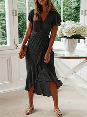 Boho Floral Wrap Maxi Dress Split Beach Party