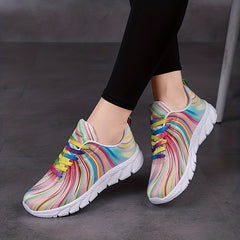 Women's Colorblock Sneakers Lightweight Low Top Lace Up Shoes