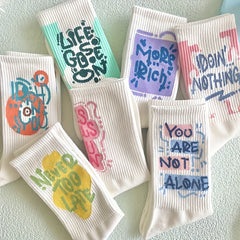 7 Pairs Letter Print Socks Women's Stockings