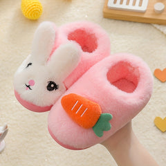 Girls' Cartoon Rabbit Furry House Shoes Non Slip Soft Bottom Walking Shoes