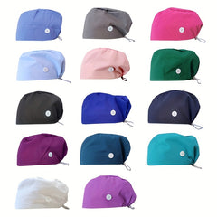 Unisex Solid Scrub Hat Drawstring Work Cap Women Men