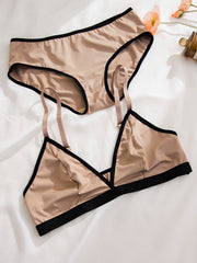 Colorblock Trim Push-Up Bra & Panties Lingerie Set