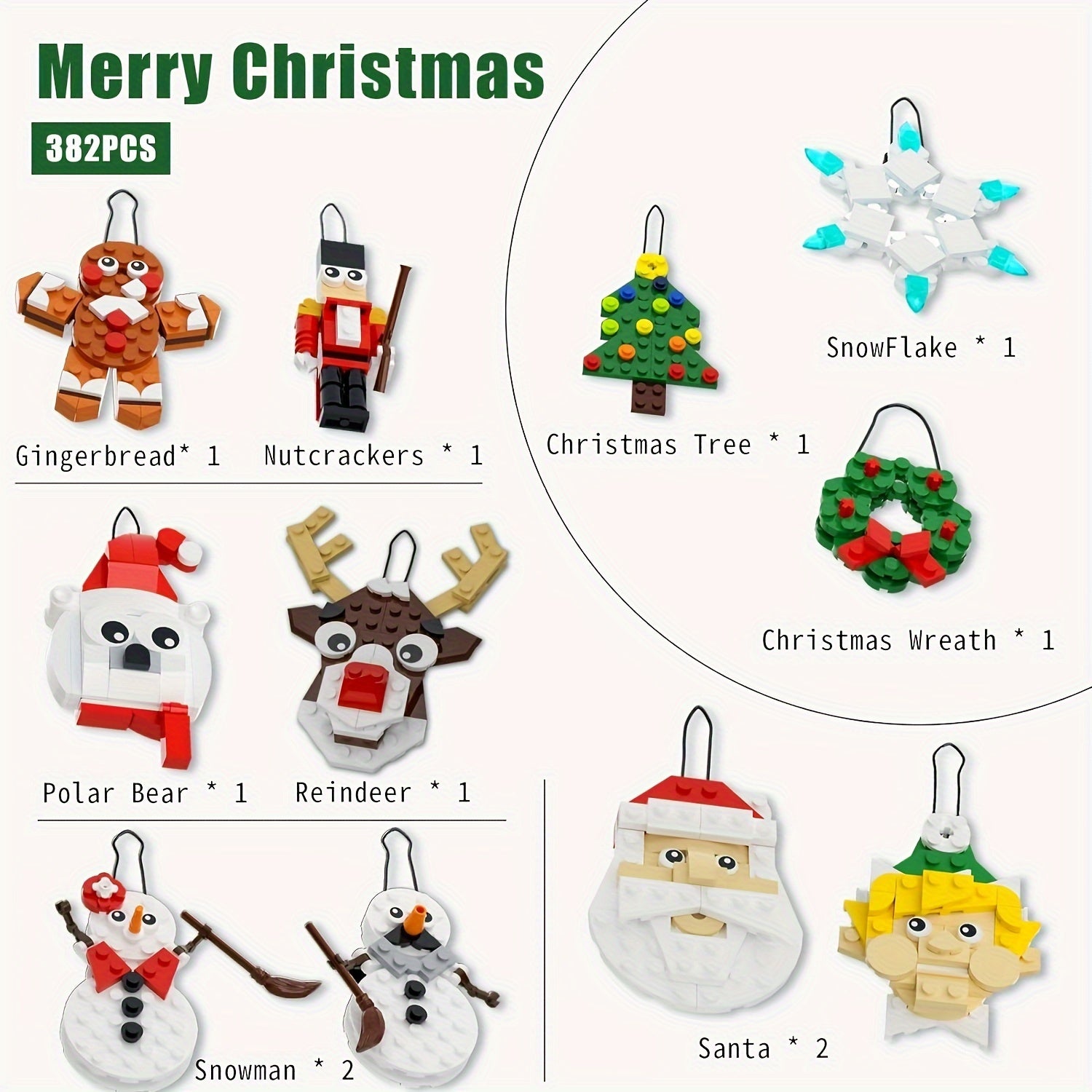 Christmas Ornaments Building Kit 11 in 1 Stocking Stuffers Decor Toys C