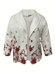 Floral Print Plus Size Long Sleeve Boho Blazer