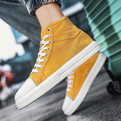 Women's Yellow Canvas High Top Sneakers