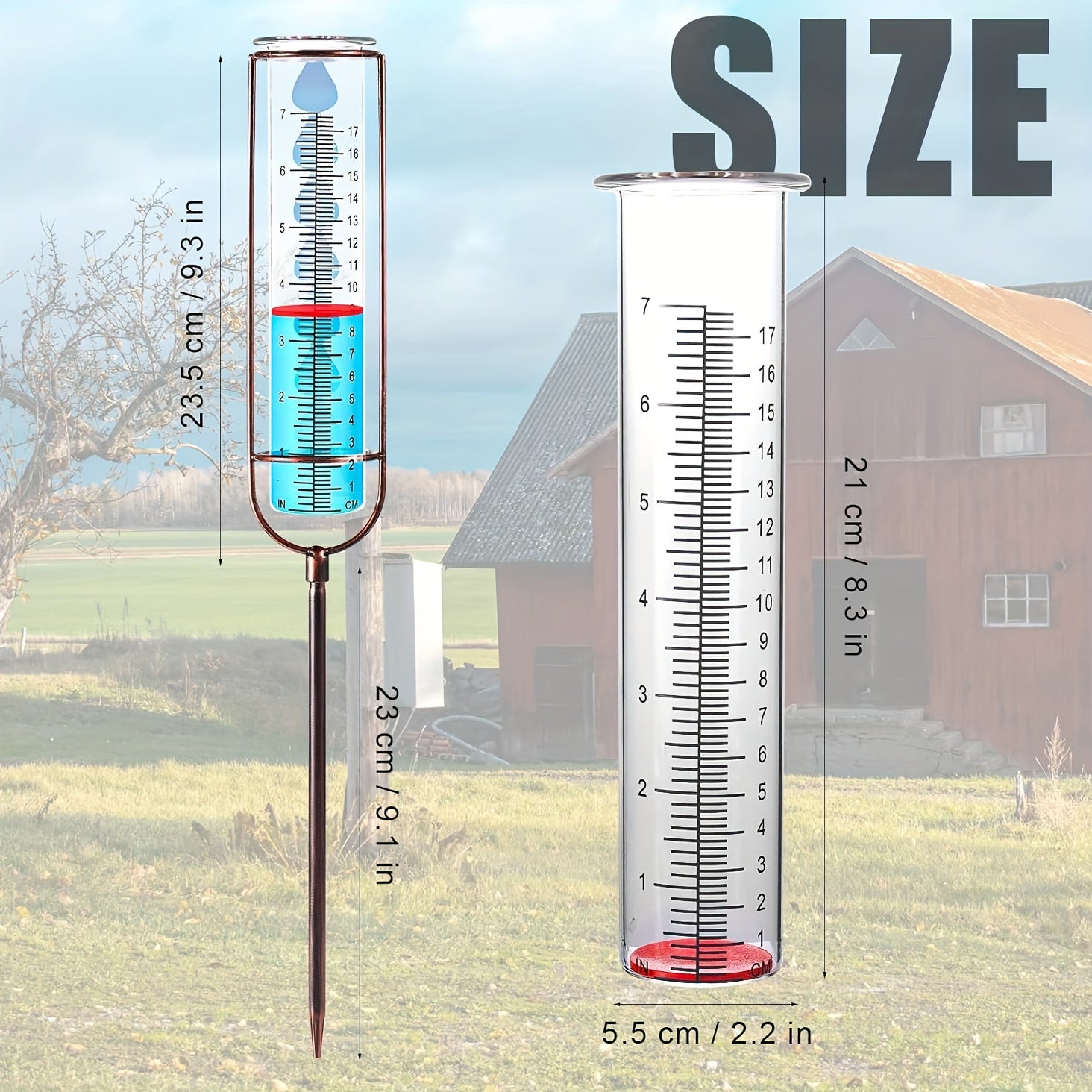 Adjustable Height Frostproof Rain Gauge With Stake