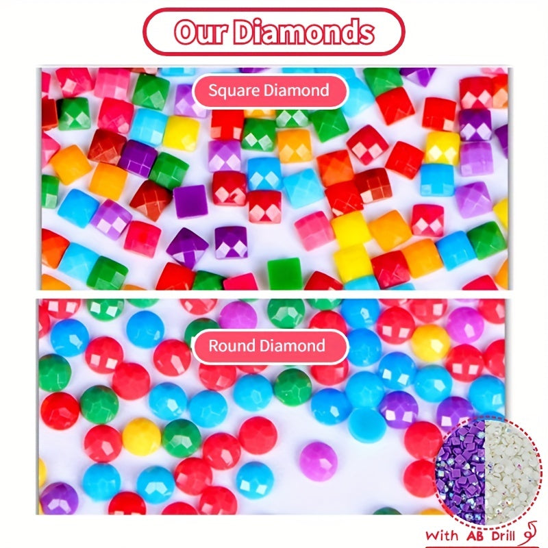 Large Size 5D Flocked Canvas Diamond Painting DIY Set with Tools 35X45cm