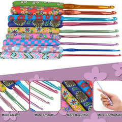 9pcs Aluminum Crochet Hooks Set Floral Crochet Kit for Beginners