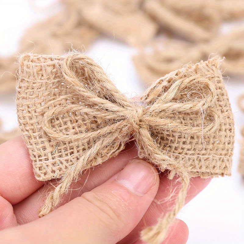 5pcs Sackcloth Bow Double Rope Cloth DIY Craft Decoration