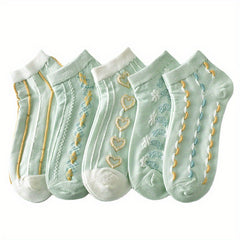 5 Pairs 3D Textured Short Socks Women's Stockings