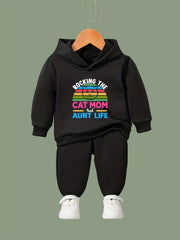 Cat Mom and Aunt Life 2pcs Activewear Sets for Girls