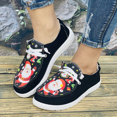 Women's Christmas Santa Claus Sneakers Non-slip Lace-up Shoes