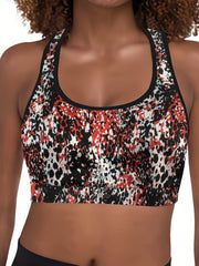 Sports Bra Women's Plus Splash Print Racer Back Breathable