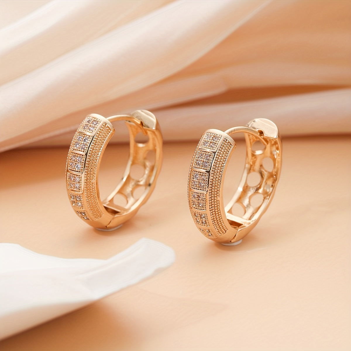 Geometric Copper Zircon Earrings Party Jewelry Ladies Birthday Gift