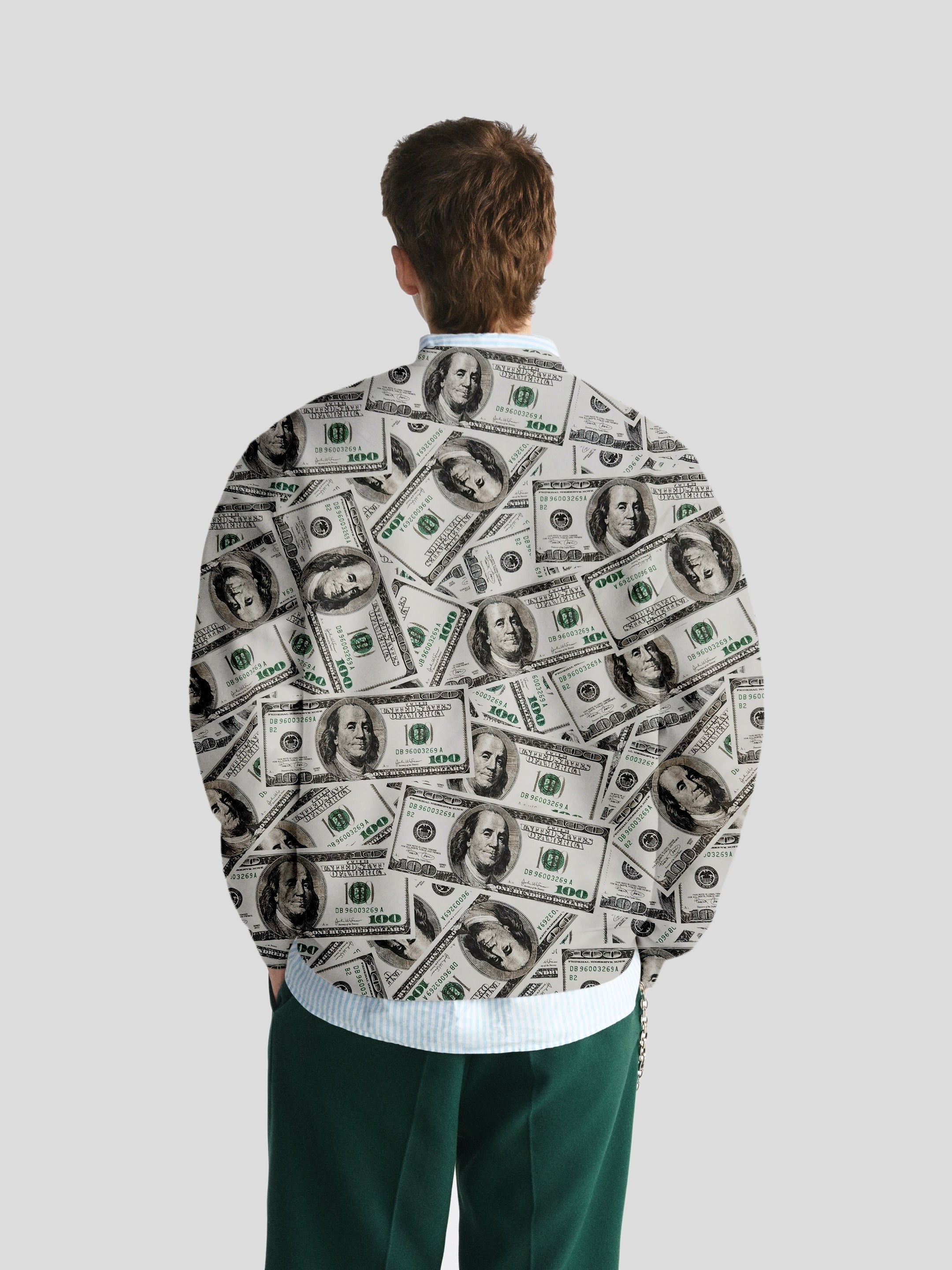 Fancy Money All Over Print Sweatshirt Men's Casual Graphic Crew