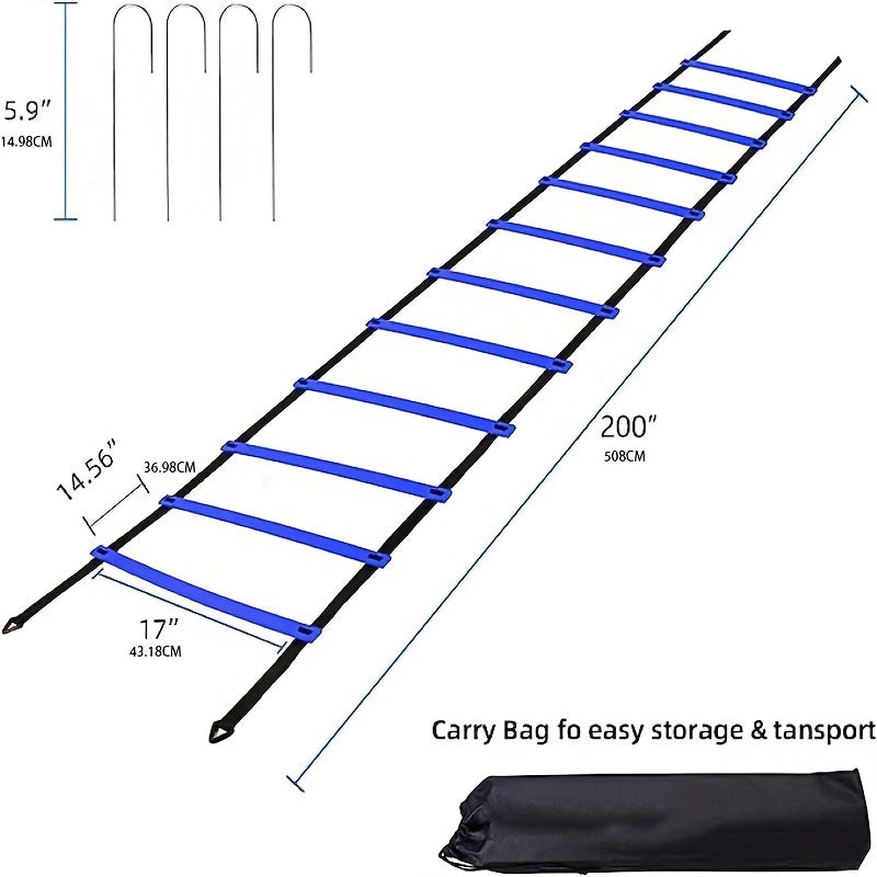 Agility Ladder Set with 12 Cones & Bag - 20ft