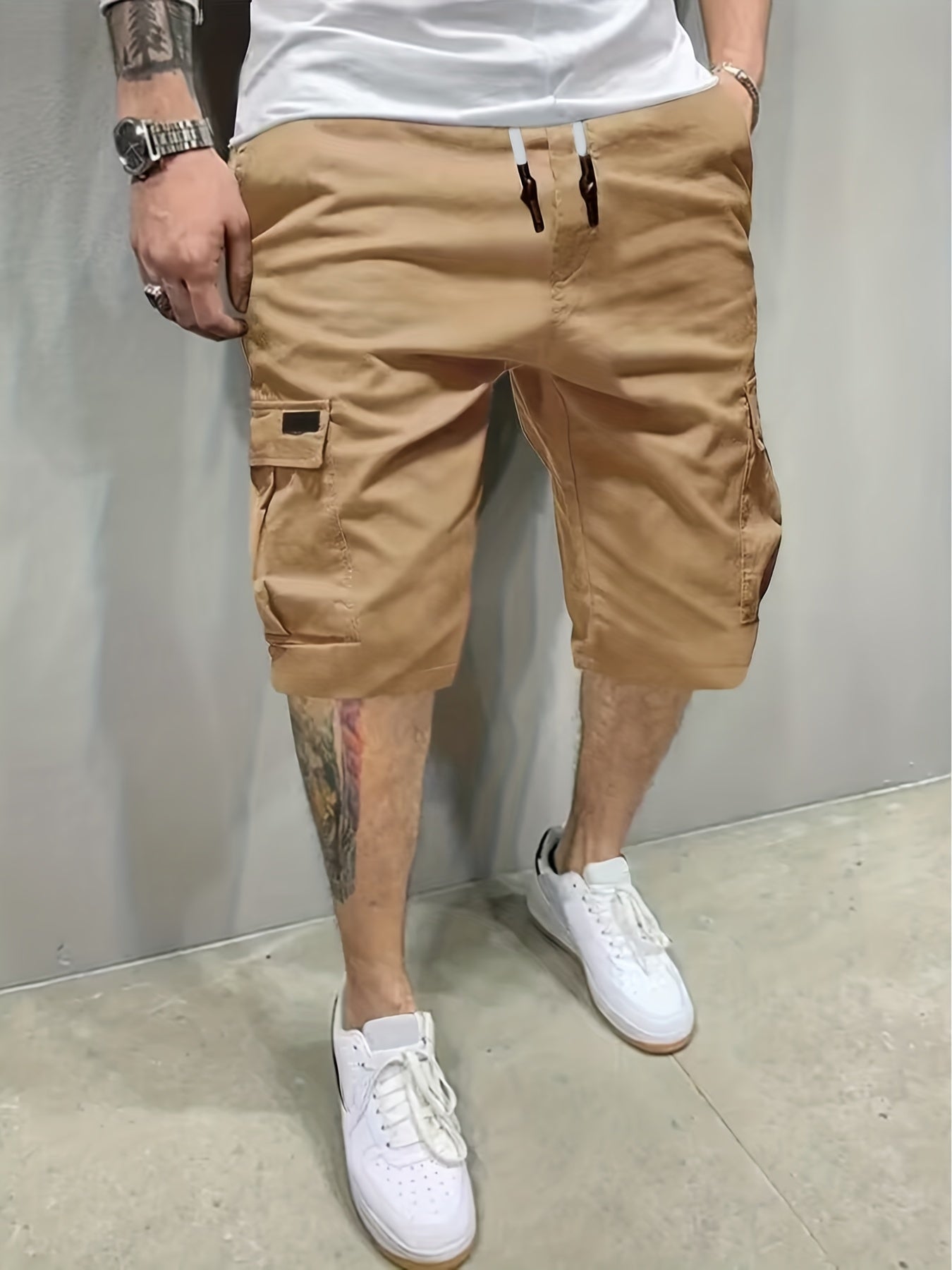Men's Cargo Shorts Drawstring Waist Casual Sports Shorts