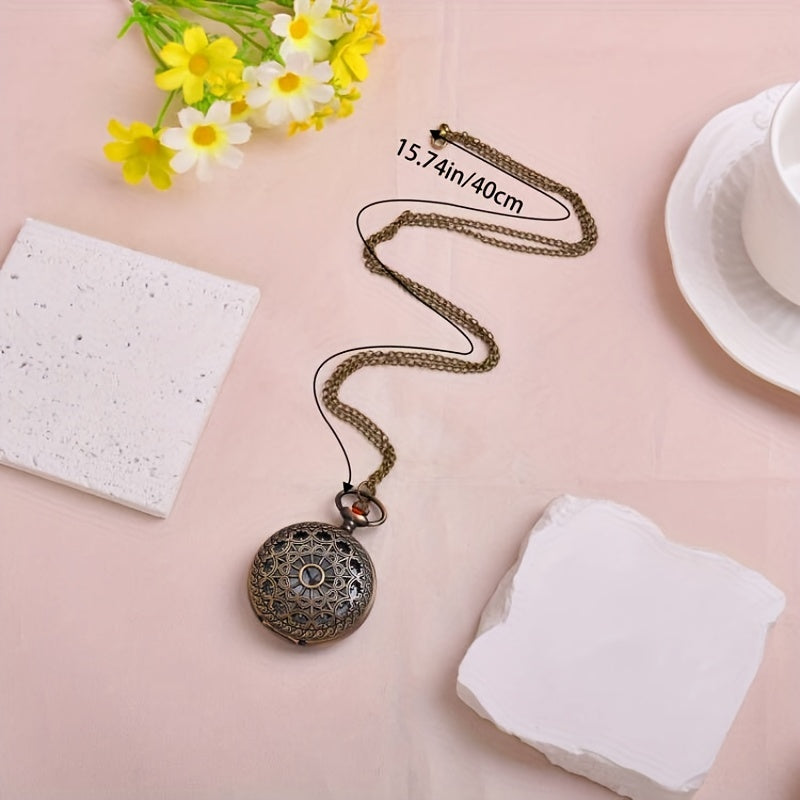 Boho Vintage Pocket Watch Grid Necklace