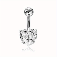 Heart Shape Zircon Belly Button Ring for Women & Girls