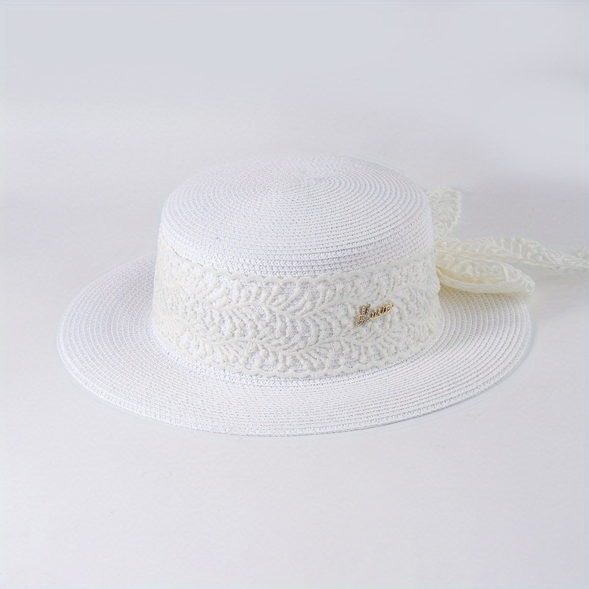 Lace Ribbon Bowknot Sun Hat Jazz Fedora Cap Straw Hat