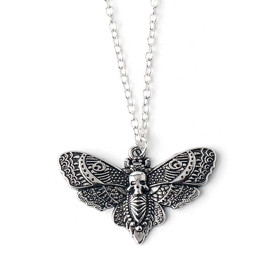 Skull Moth Pendant Necklace Punk Style Jewelry Men